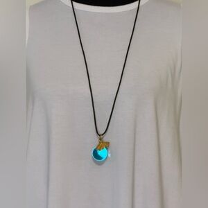 Vintage 1992 Necklace Wings Giorgio Beverly Hills Blue Lucite Ball & Gold Charm
